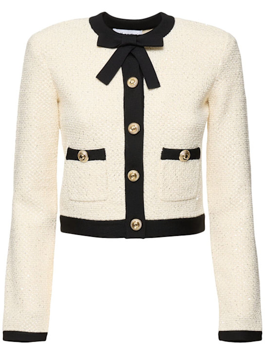 Self-portrait: スパンコールコットンブレンド ボウカーディガン - women_0 | Luisa Via Roma