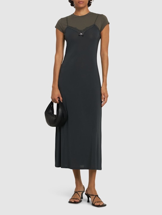 Acne Studios: Eleuna layered jersey midi dress - Grey/Anthracite - women_1 | Luisa Via Roma