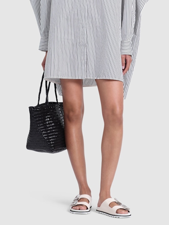 Roger Vivier: 20mm Slidy Viv leather sandals - Off White - women_1 | Luisa Via Roma