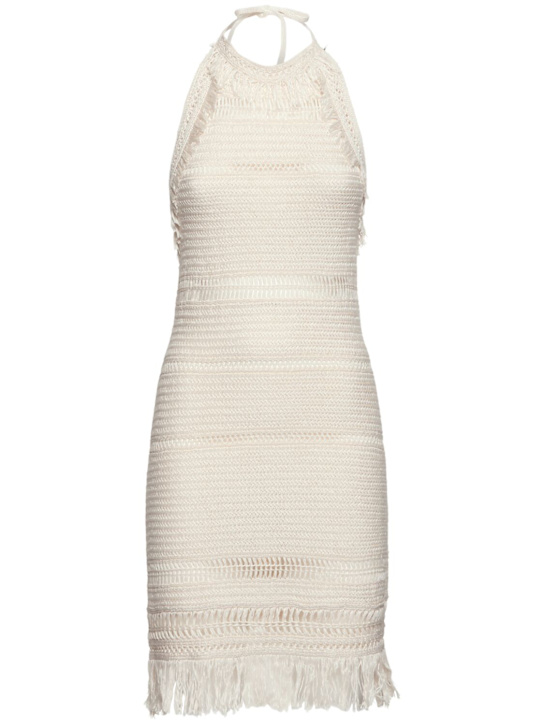 Marant Etoile: Aralia fringed macrame mini dress - women_0 | Luisa Via Roma