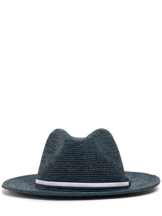 Borsalino: Argentina straw Panama hat - Royal/Bianco - men_0 | Luisa Via Roma
