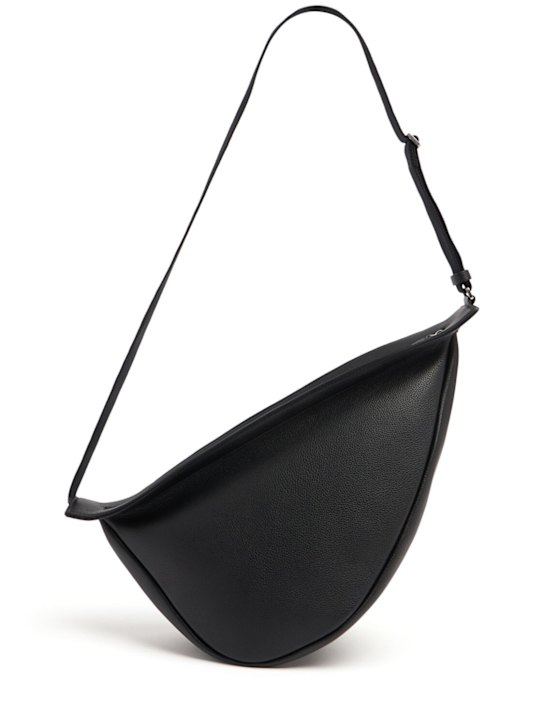 The Row: Large slouchy banana leather bag - Black Ans - men_0 | Luisa Via Roma