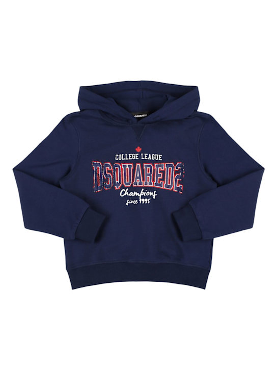 Dsquared2: Felpa in cotone con stampa e cappuccio - kids-girls_0 | Luisa Via Roma