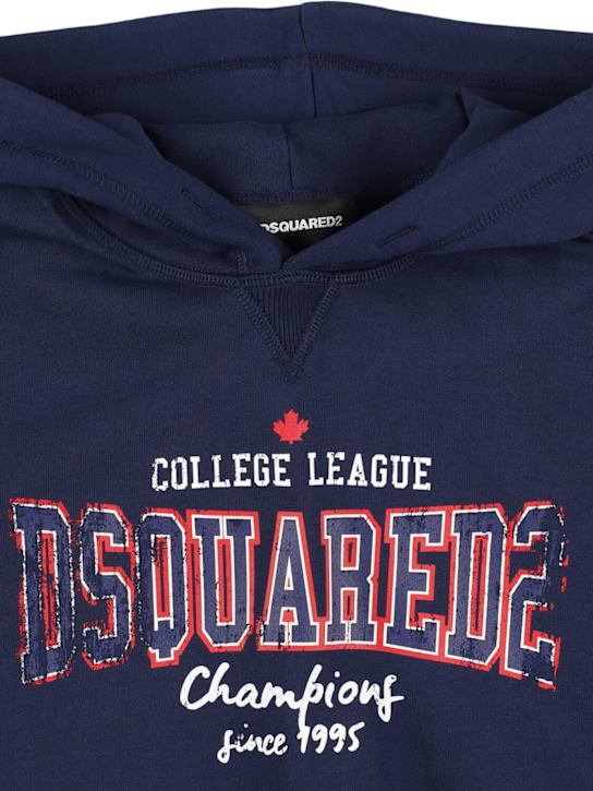 Dsquared2: Felpa in cotone con stampa e cappuccio - kids-girls_1 | Luisa Via Roma