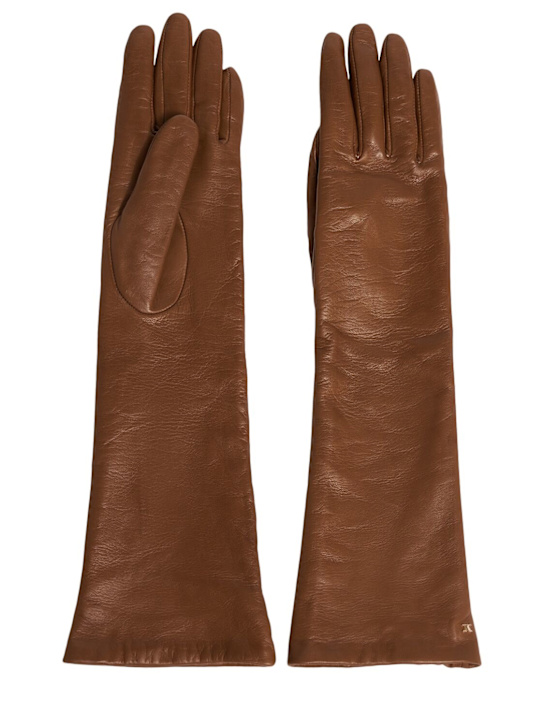 Max Mara: Afidee leather gloves - women_0 | Luisa Via Roma