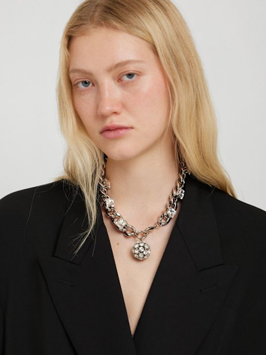 Alessandra Rich: Chain crystal pendant necklace - women_1 | Luisa Via Roma