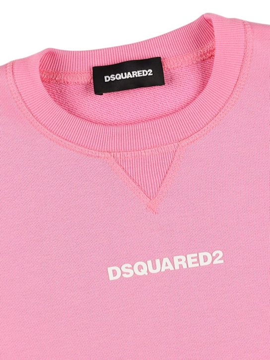 Dsquared2: Felpa in cotone con logo - Rosa - kids-girls_1 | Luisa Via Roma