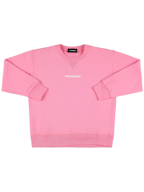 Dsquared2: Felpa in cotone con logo - Rosa - kids-girls_0 | Luisa Via Roma