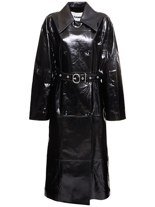 Jil Sander: Coated linen long trench coat - women_0 | Luisa Via Roma