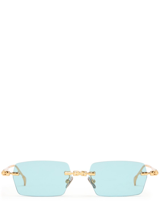 Kuboraum Berlin: H61 rimless metal sunglasses - Gold/Blue - men_0 | Luisa Via Roma