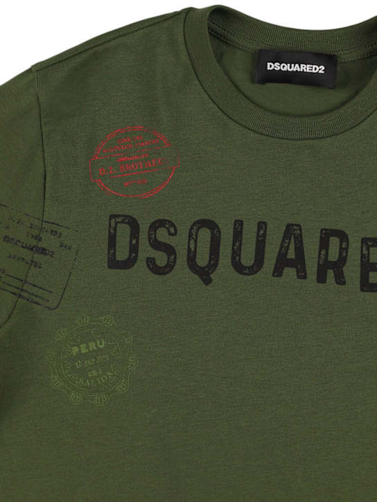 Dsquared2: T-shirt in jersey di cotone con logo - kids-girls_1 | Luisa Via Roma
