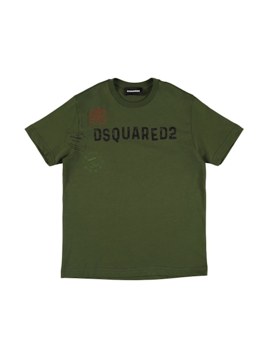 Dsquared2: T-shirt in jersey di cotone con logo - kids-girls_0 | Luisa Via Roma