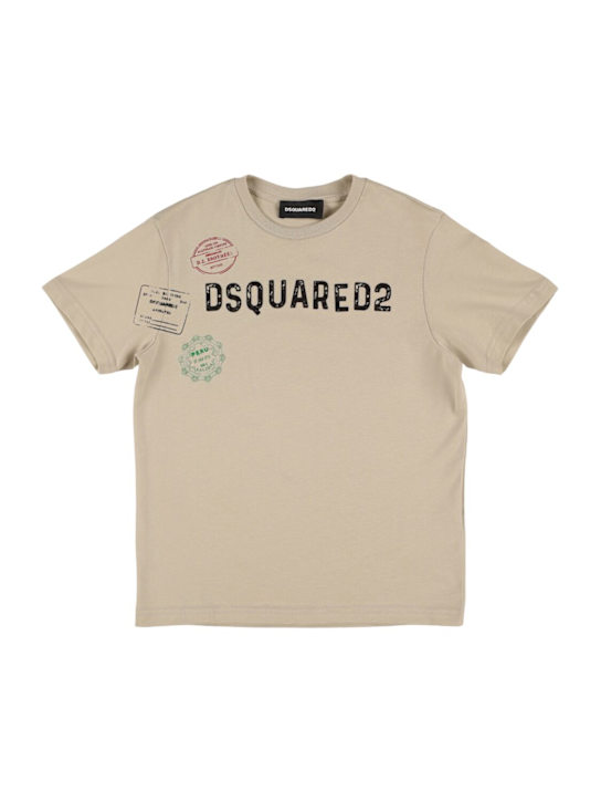 Dsquared2: Logo print cotton jersey t-shirt - kids-girls_0 | Luisa Via Roma