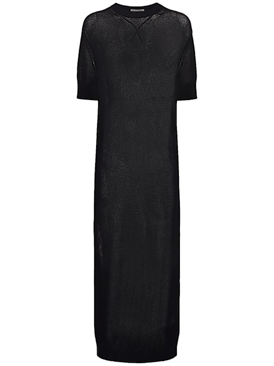 Jil Sander: Fine cotton crepe open stitch long dress - women_0 | Luisa Via Roma