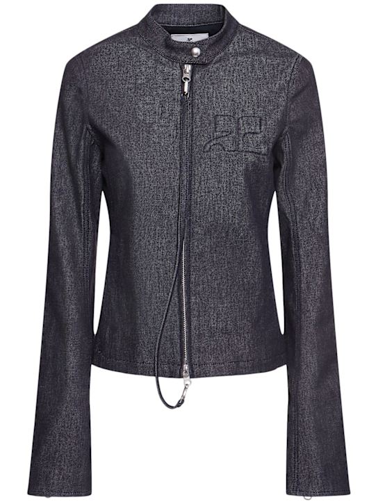 Courrèges: City denim short jacket - women_0 | Luisa Via Roma