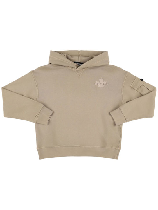 Dsquared2: Printed cotton hooded sweatshirt - kids-boys_0 | Luisa Via Roma