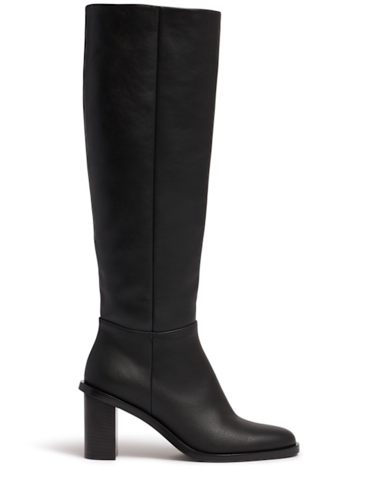 Max Mara: 80mm Boostpv leather high boots - women_0 | Luisa Via Roma