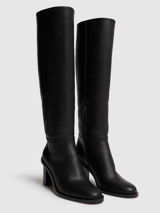 Max Mara: 80mm Boostpv leather high boots - women_1 | Luisa Via Roma