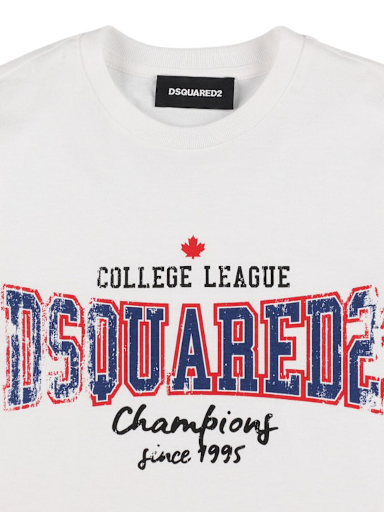 Dsquared2: Camiseta de jersey de algodón estampada - Blanco - kids-boys_1 | Luisa Via Roma