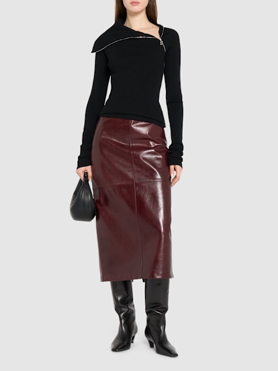 Sportmax: Afa leather midi skirt - women_1 | Luisa Via Roma