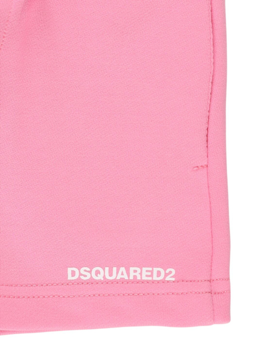 Dsquared2: Shorts in felpa di cotone con logo - Rosa - kids-girls_1 | Luisa Via Roma