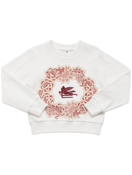 Etro: Embroidered cotton sweatshirt - kids-girls_0 | Luisa Via Roma