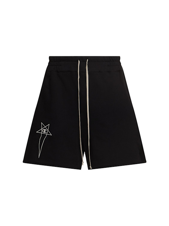 Rick Owens: Champion cotton sweat shorts - Black - men_0 | Luisa Via Roma
