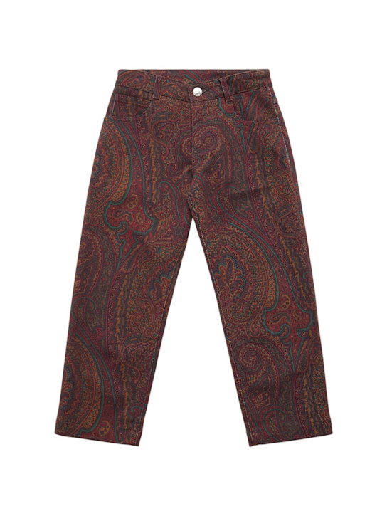 Etro: Printed cotton blend denim pants - kids-girls_0 | Luisa Via Roma