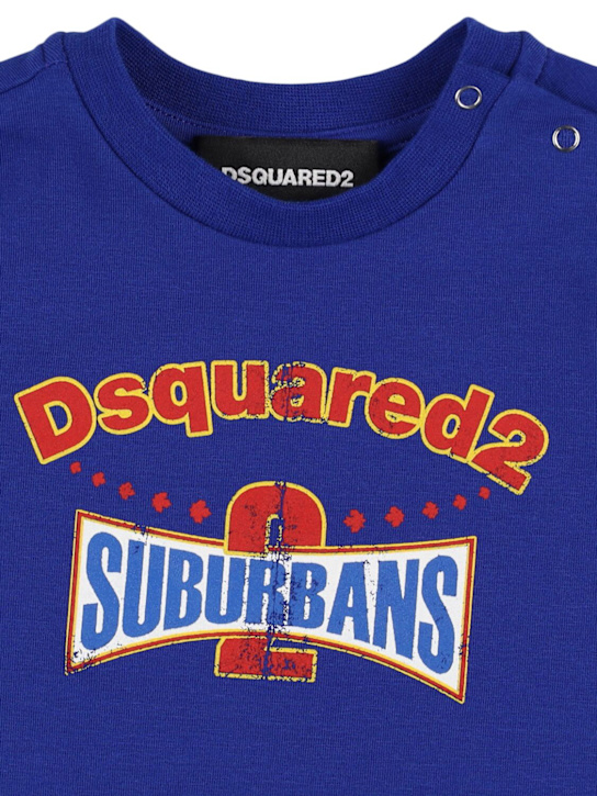 Dsquared2: Cotton blend t-shirt & sweat shorts - Blue - kids-boys_1 | Luisa Via Roma