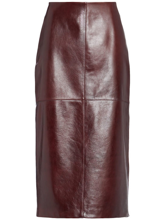 Sportmax: Afa leather midi skirt - women_0 | Luisa Via Roma