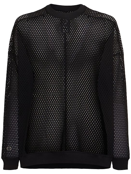 Rick Owens: Champion Jumbo mesh sweatshirt - Black - men_0 | Luisa Via Roma