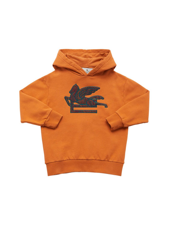 Etro: Logo cotton sweatshirt hoodie - kids-boys_0 | Luisa Via Roma