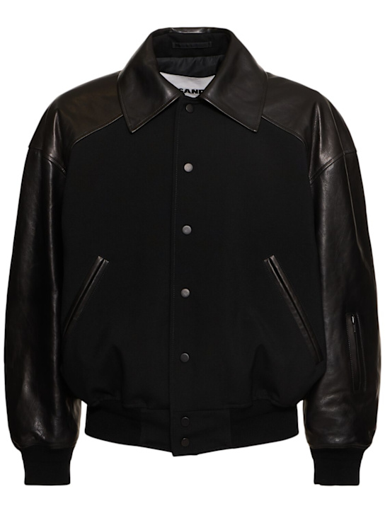 Jil Sander: Oversize wool & leather jacket - men_0 | Luisa Via Roma