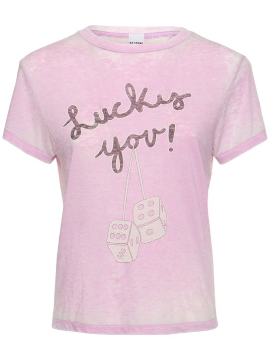 Printed cotton blend jersey t-shirt - Thumbnail 1