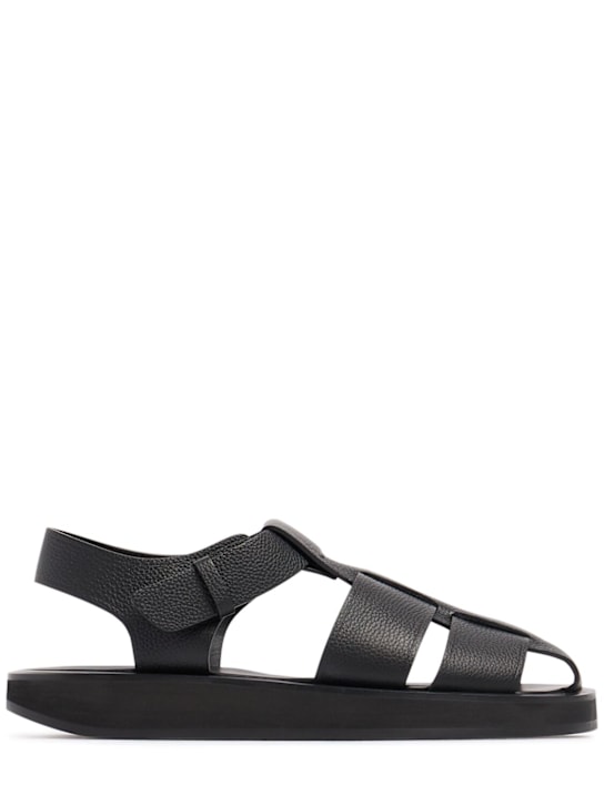 The Row: Fisherman leather sandals - Black - women_0 | Luisa Via Roma