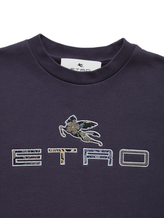 Etro: Embroidered cotton sweatshirt - ブルー - kids-boys_1 | Luisa Via Roma