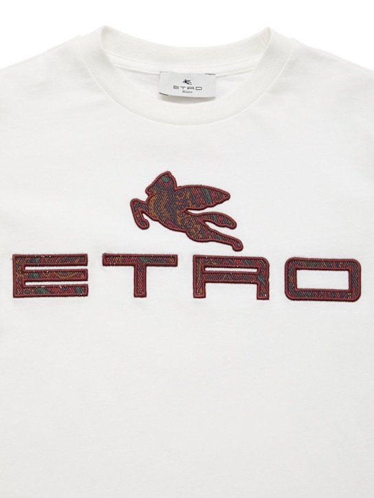 Etro: Printed cotton jersey l/s t-shirt - オフホワイト - kids-boys_1 | Luisa Via Roma