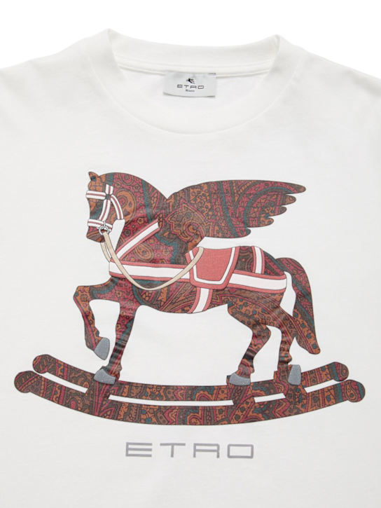 Etro: Printed cotton jersey l/s t-shirt - オフホワイト - kids-girls_1 | Luisa Via Roma