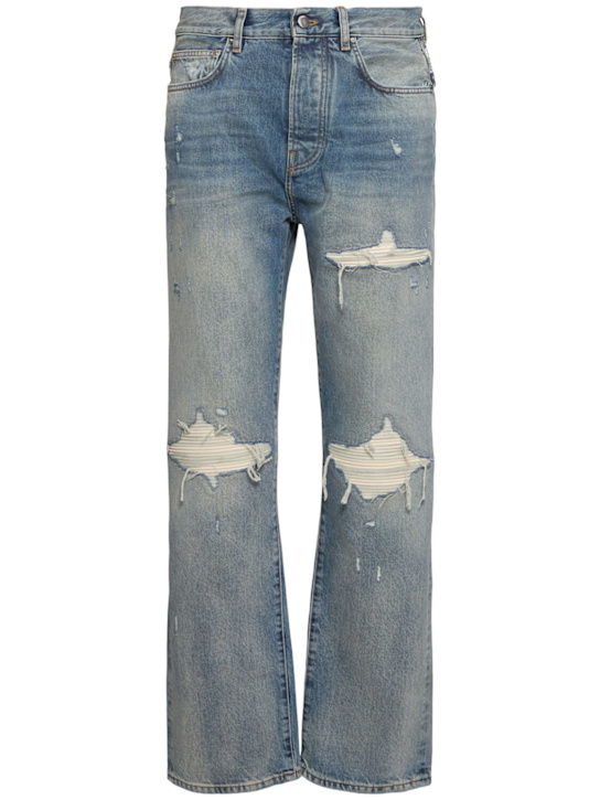 Amiri: Suede straight mx1 jeans - Antique Indigo - men_0 | Luisa Via Roma