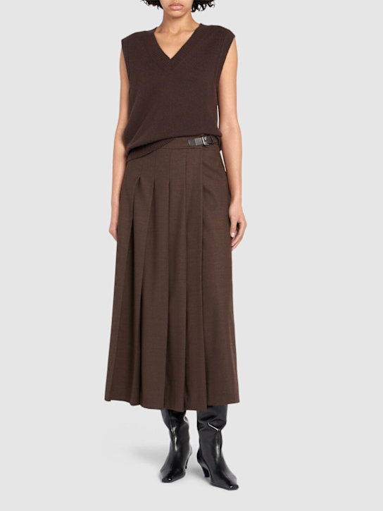 Weekend Max Mara: Fastoso virgin wool pleated midi skirt - women_1 | Luisa Via Roma