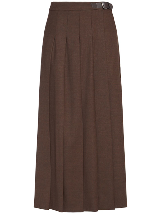 Weekend Max Mara: Fastoso virgin wool pleated midi skirt - women_0 | Luisa Via Roma