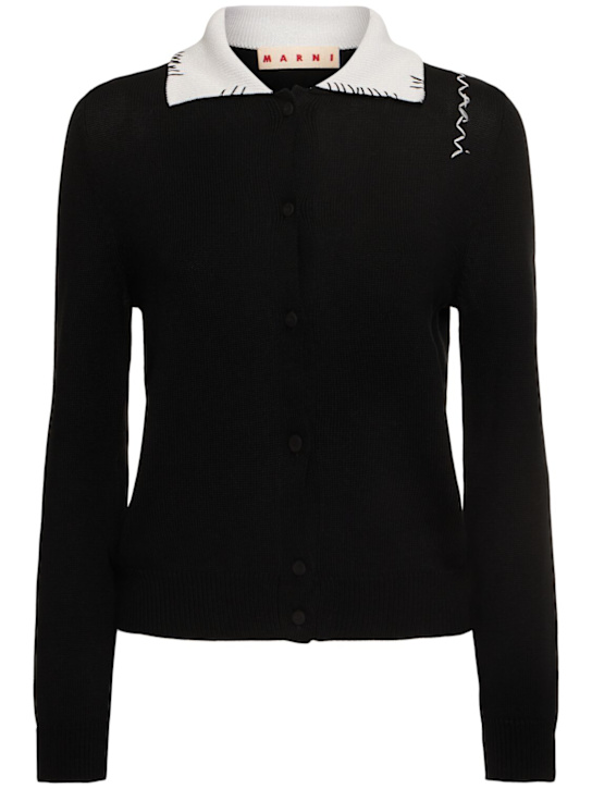 Marni: Contrasting color mended collar cardigan - women_0 | Luisa Via Roma