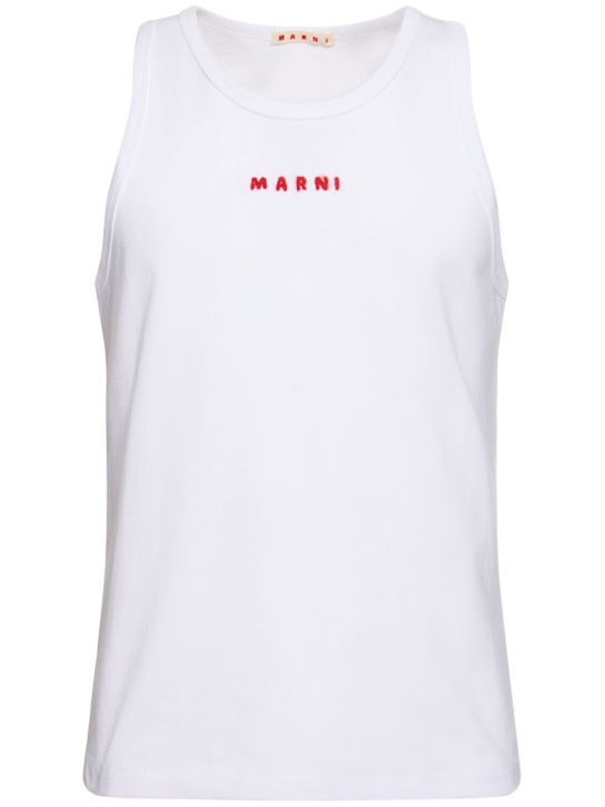 Marni: Unbrushed cotton fitted tank top - men_0 | Luisa Via Roma