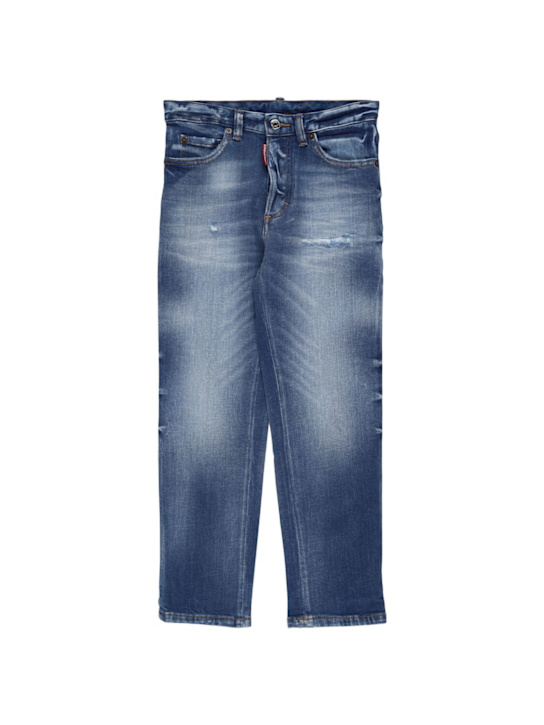 Dsquared2: Stonewashed stretch cotton jeans - ブルー - kids-boys_0 | Luisa Via Roma