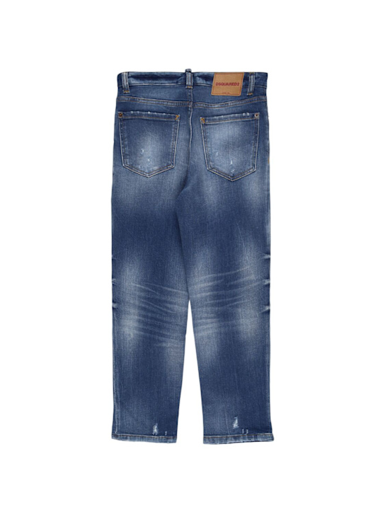 Dsquared2: Stonewashed stretch cotton jeans - ブルー - kids-boys_1 | Luisa Via Roma