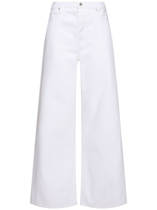 Frame: The loose cotton mid rise wide jeans - White - women_0 | Luisa Via Roma