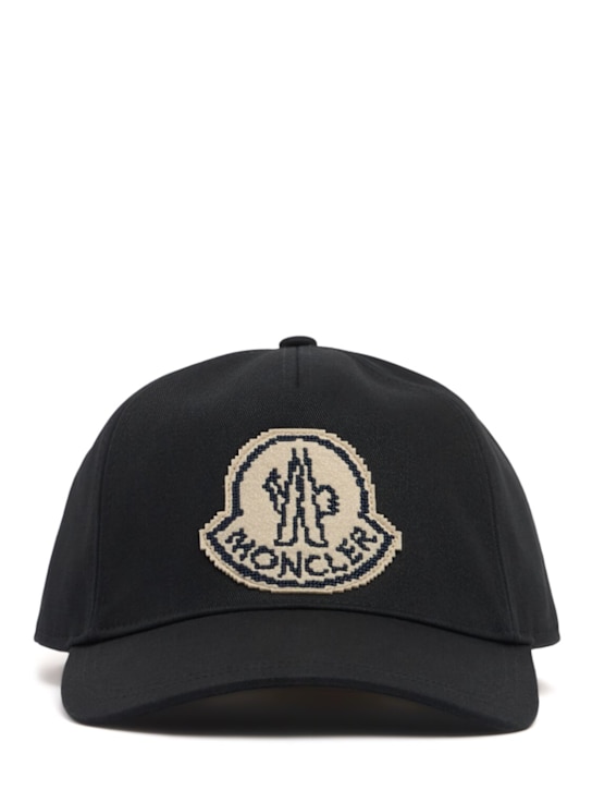 Moncler: Logo detail cotton baseball cap - men_0 | Luisa Via Roma