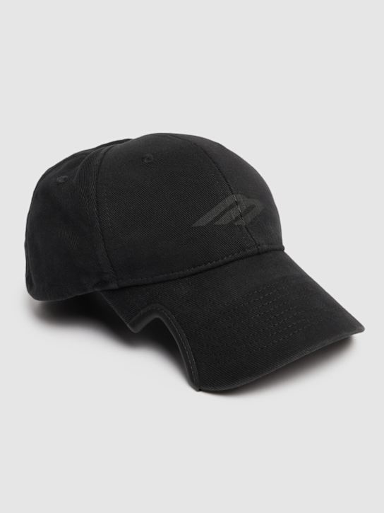 Balenciaga: 3B Stencil cotton baseball cap - Black - men_2 | Luisa Via Roma