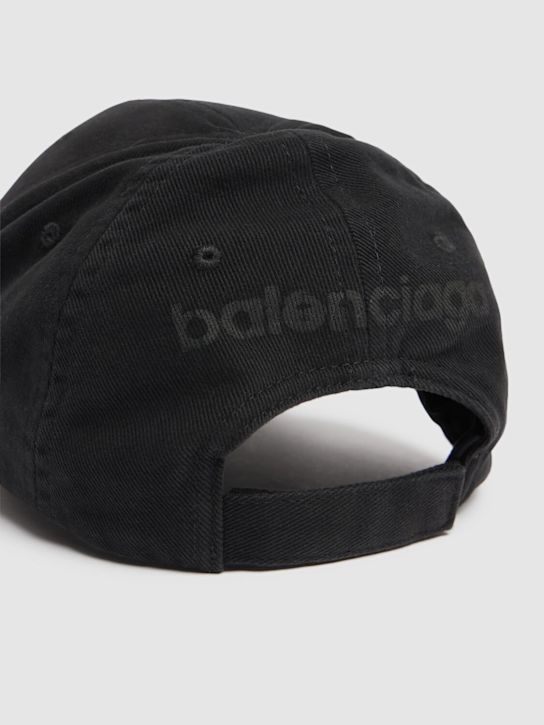 Balenciaga: 3B Stencil cotton baseball cap - Black - men_3 | Luisa Via Roma