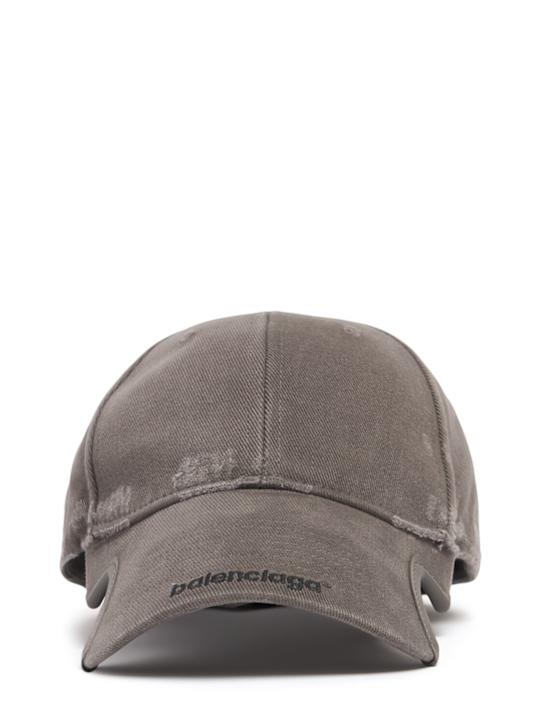 Balenciaga: Cotton drill baseball cap - Smoked Grey - men_0 | Luisa Via Roma